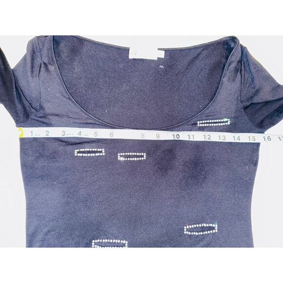 VINTAGE BLUMARINE ITALY STRETCHY TOP W/ RHINESTONE CUTOUTS S - Picture 9 of 11